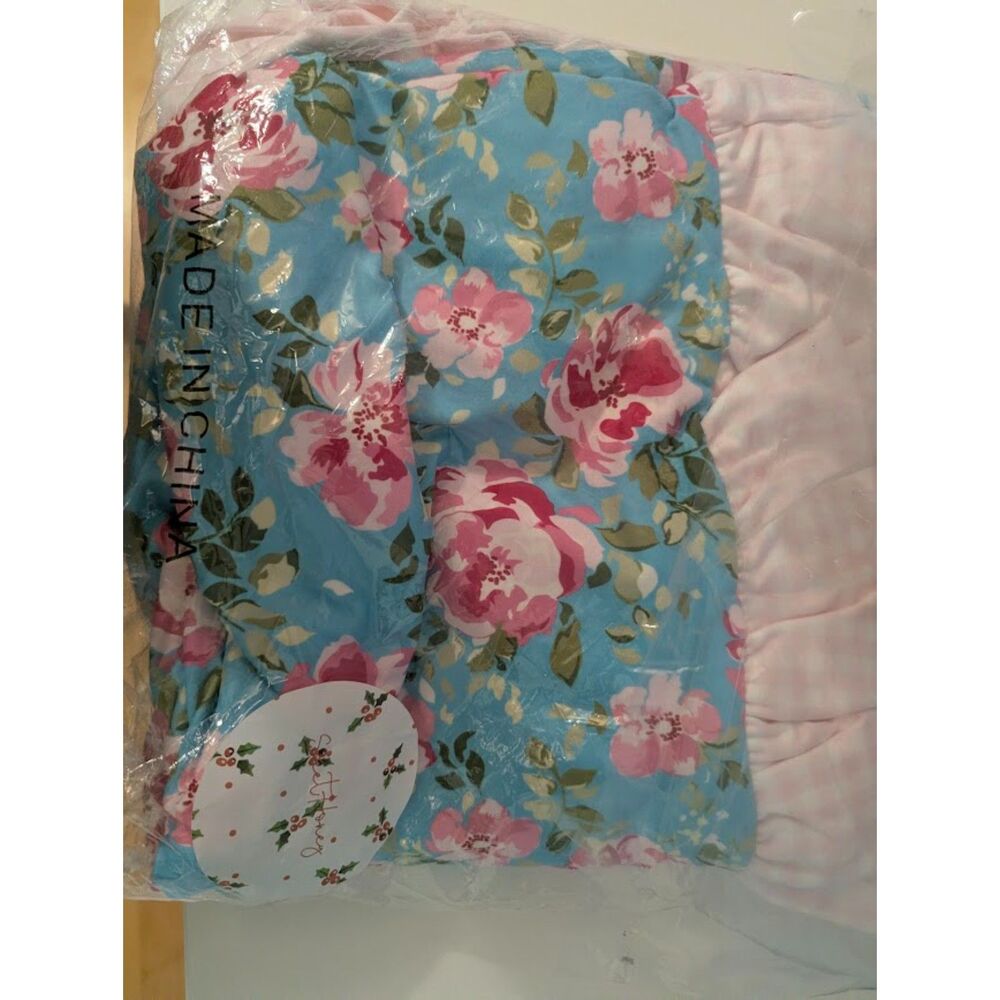 NIB Sweet Honey Dreamer Blanket Ruffles - swirly floral blue aqua remix 49x49ish